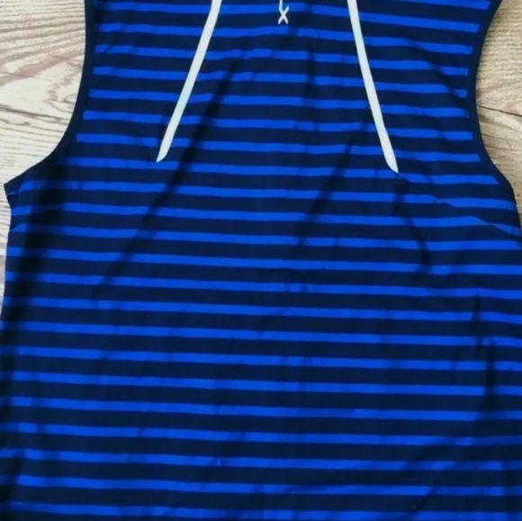 Ralph Lauren RLX Blue / Black Striped Stretch Tech Full Zip Vest Sz Med - Picture 3 of 9